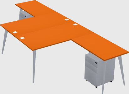 Shared l-shaped office desk system