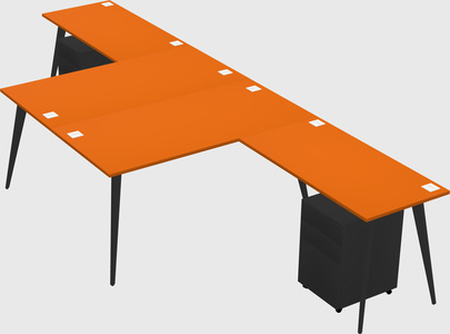 Shared l-shaped office desk system