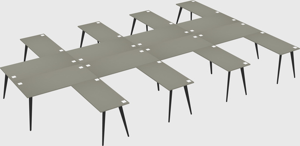 Shared l-shaped office desk system