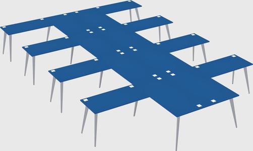 Shared l-shaped office desk system
