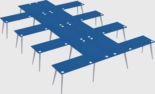 Shared l-shaped office desk system