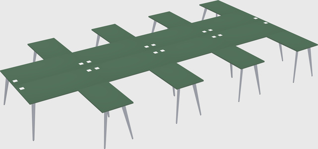 Shared l-shaped office desk system