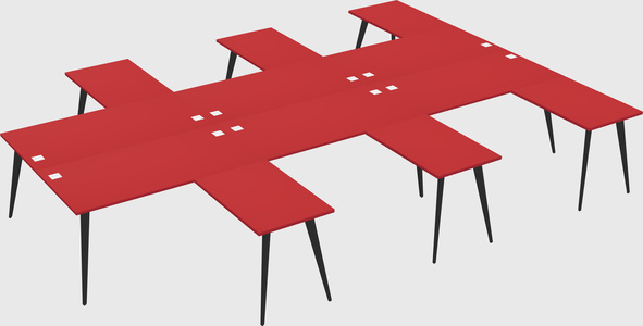 Shared l-shaped office desk system