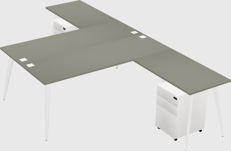Shared l-shaped office desk system