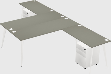 Shared l-shaped office desk system