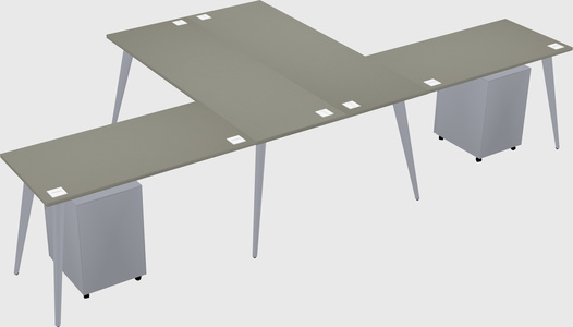 Shared l-shaped office desk system
