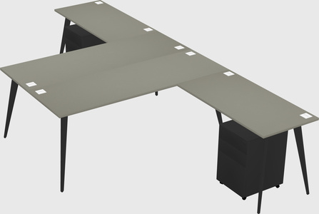 Shared l-shaped office desk system