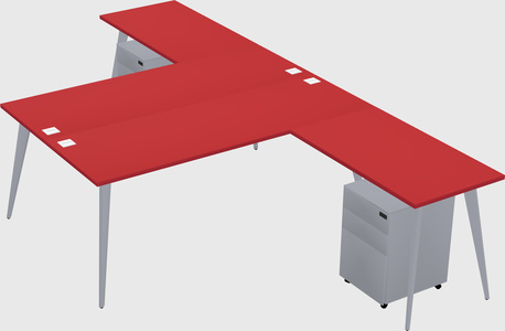 Shared l-shaped office desk system