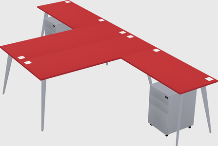 Shared l-shaped office desk system