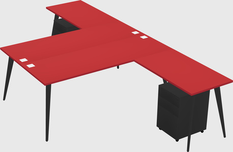 Shared l-shaped office desk system