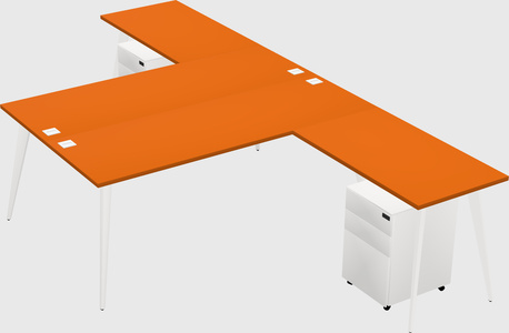 Shared l-shaped office desk system