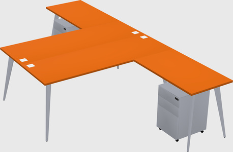 Shared l-shaped office desk system