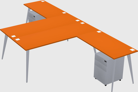 Shared l-shaped office desk system