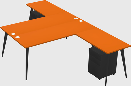 Shared l-shaped office desk system