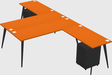 Shared l-shaped office desk system