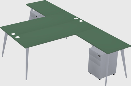Shared l-shaped office desk system