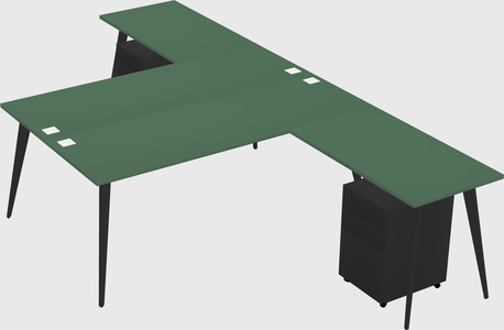 Shared l-shaped office desk system