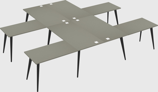 Shared l-shaped office desk system