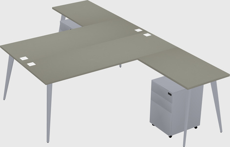 Shared l-shaped office desk system