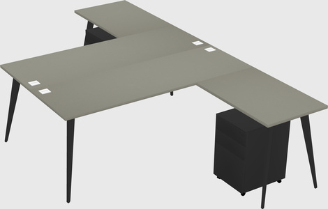 Shared l-shaped office desk system