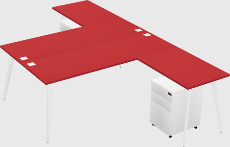 Shared l-shaped office desk system
