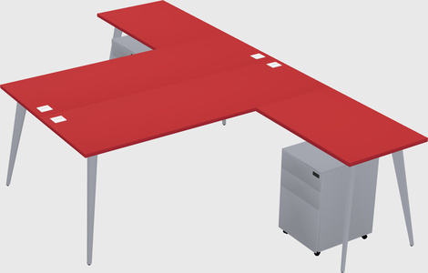 Shared l-shaped office desk system