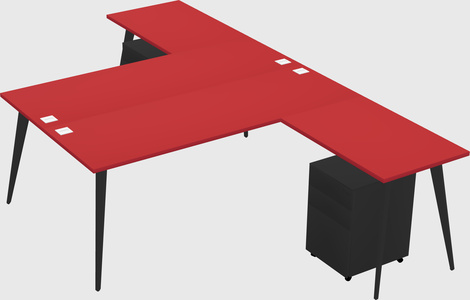 Shared l-shaped office desk system