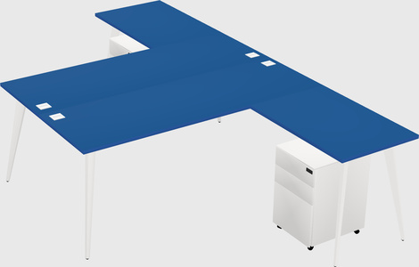 Shared l-shaped office desk system