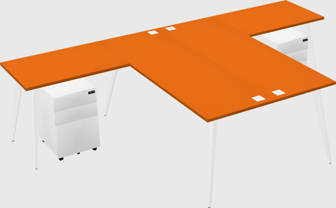 Shared l-shaped office desk system
