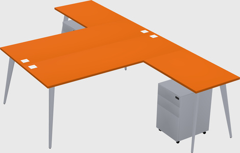Shared l-shaped office desk system