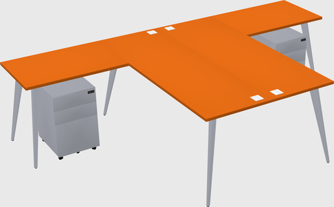 Shared l-shaped office desk system