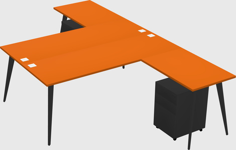 Shared l-shaped office desk system