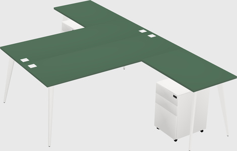 Shared l-shaped office desk system