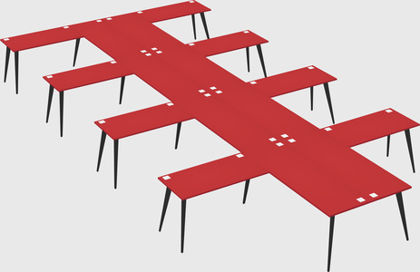 Shared l-shaped office desk system