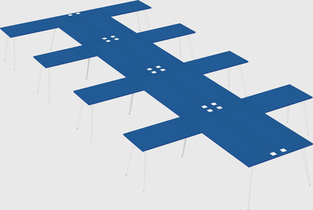 Shared l-shaped office desk system