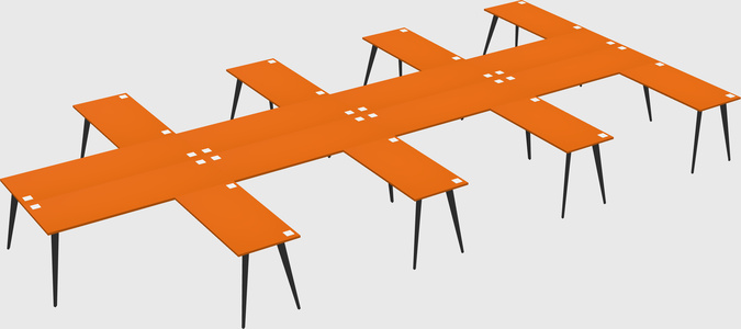 Shared l-shaped office desk system