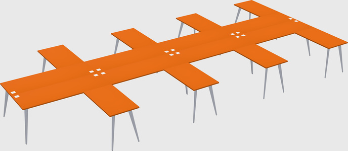 Shared l-shaped office desk system