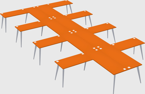 Shared l-shaped office desk system