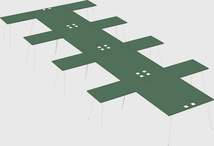 Shared l-shaped office desk system