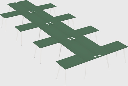 Shared l-shaped office desk system