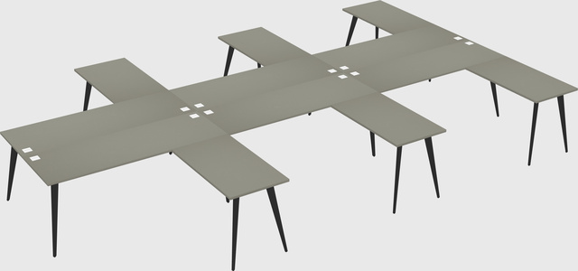 Shared l-shaped office desk system