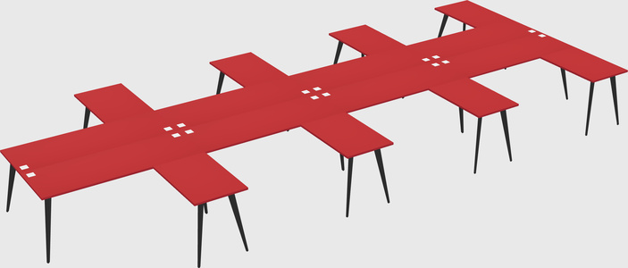 Shared l-shaped office desk system