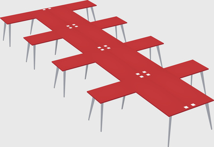 Shared l-shaped office desk system