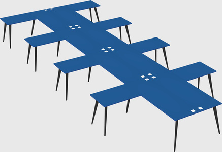 Shared l-shaped office desk system