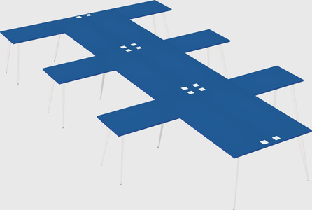 Shared l-shaped office desk system