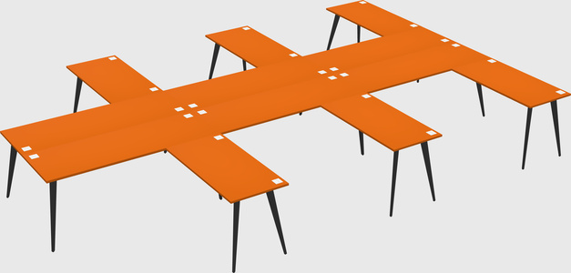 Shared l-shaped office desk system
