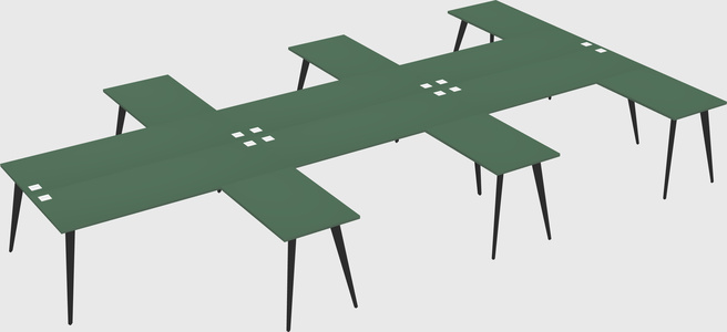 Shared l-shaped office desk system