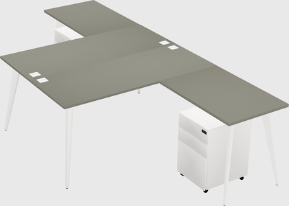 Shared l-shaped office desk system