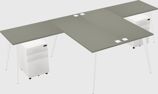 Shared l-shaped office desk system