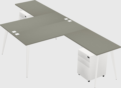 Shared l-shaped office desk system